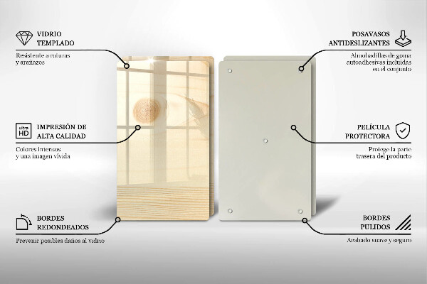 Főzőlap védő üveglap Fa deszka