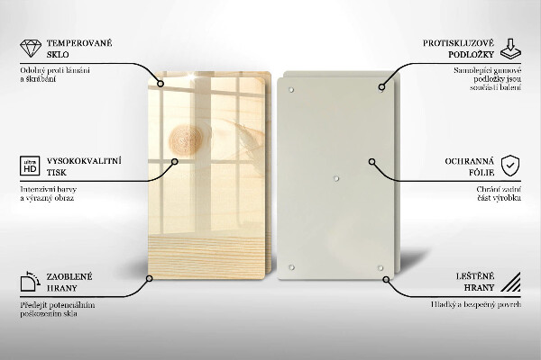 Főzőlap védő üveglap Fa deszka