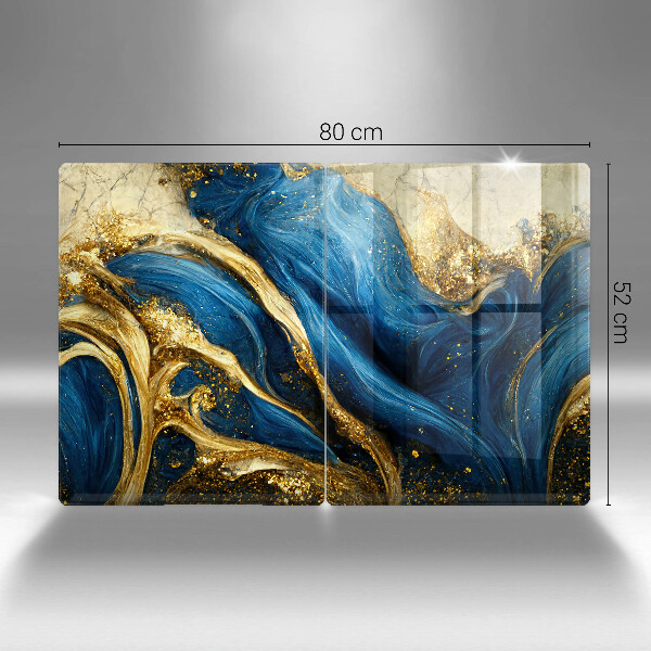 Főzőlap védő üveglap Kék és arany márvány