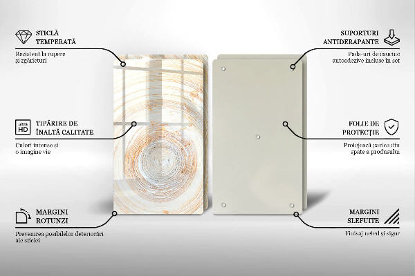 Főzőlap védő üveglap Fa textúra