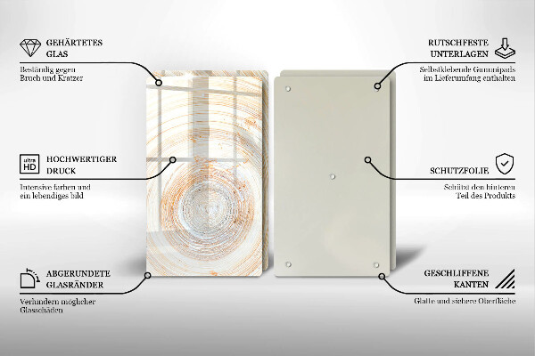 Főzőlap védő üveglap Fa textúra