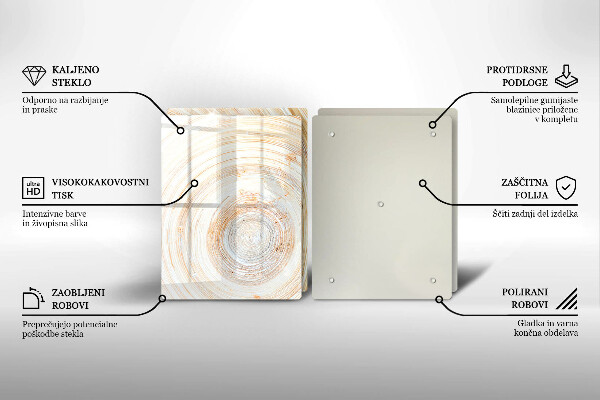 Főzőlap védő üveglap Fa textúra