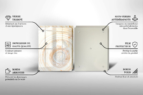 Főzőlap védő üveglap Fa textúra