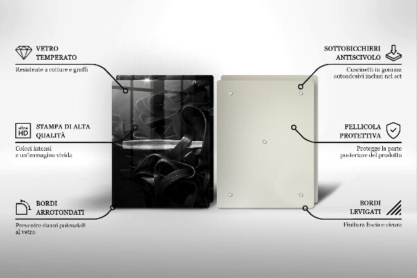 Főzőlap védő üveglap Fekete Tagliatelle tészta