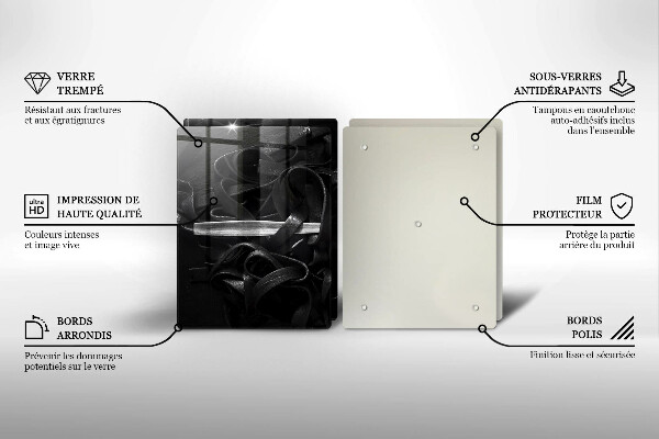 Főzőlap védő üveglap Fekete Tagliatelle tészta