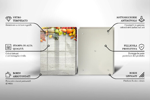 Főzőlap védő üveglap Gyümölcsök a deszkán