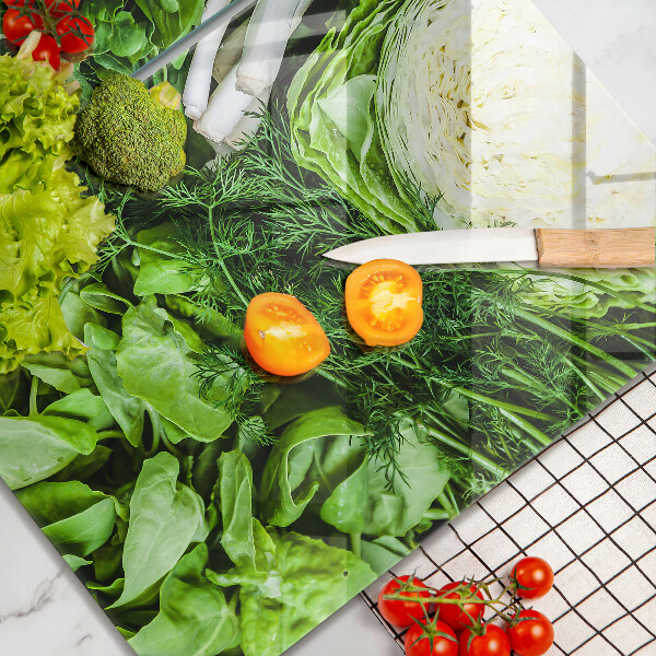 Főzőlap védő üveglap Zöld zöldségek