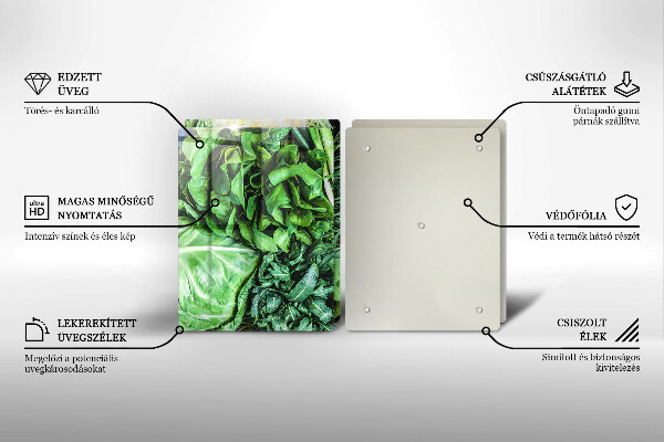 Főzőlap védő üveglap Zöld zöldségek