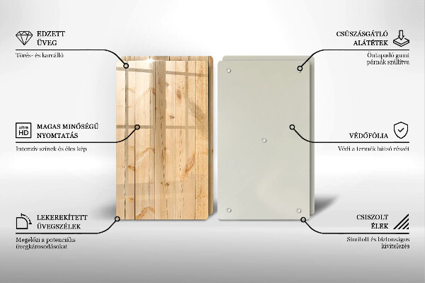 Főzőlap védő üveglap Finom fa táblák