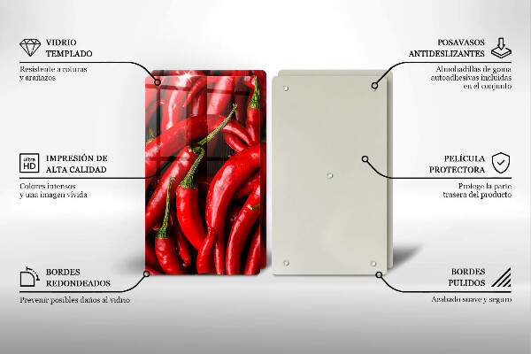 Főzőlap védő üveglap Csípős chili paprika