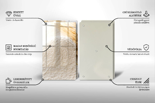 Főzőlap védő üveglap Liszt és kalászok