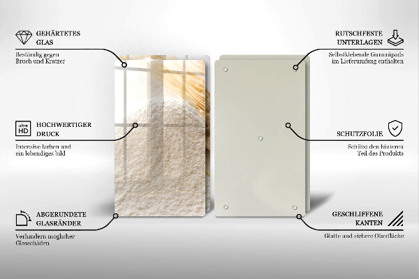 Főzőlap védő üveglap Liszt és kalászok