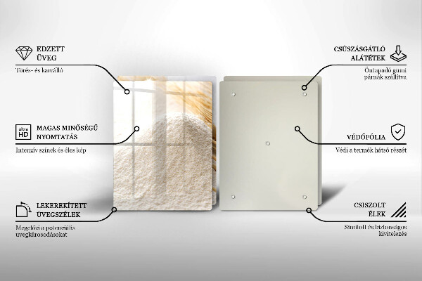 Főzőlap védő üveglap Liszt és kalászok