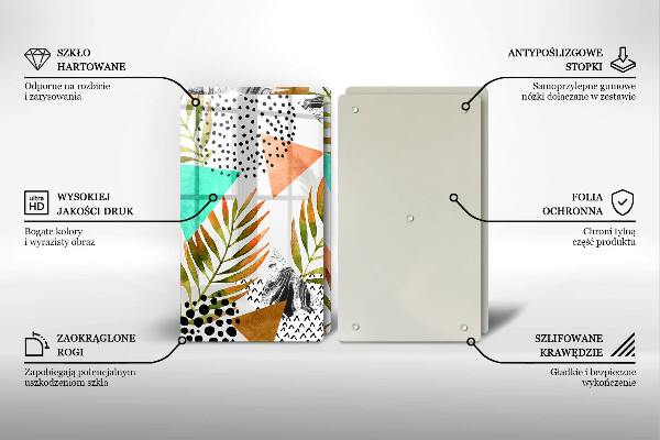 Főzőlap védő üveglap Boho levelek minta