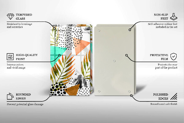 Főzőlap védő üveglap Boho levelek minta