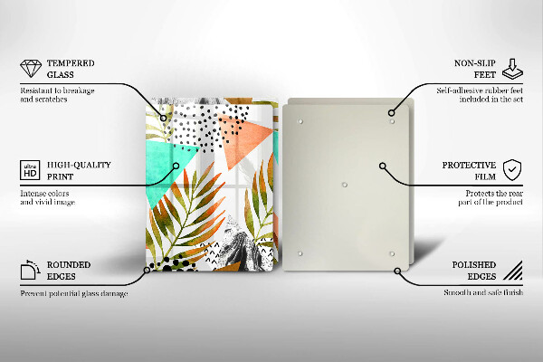 Főzőlap védő üveglap Boho levelek minta