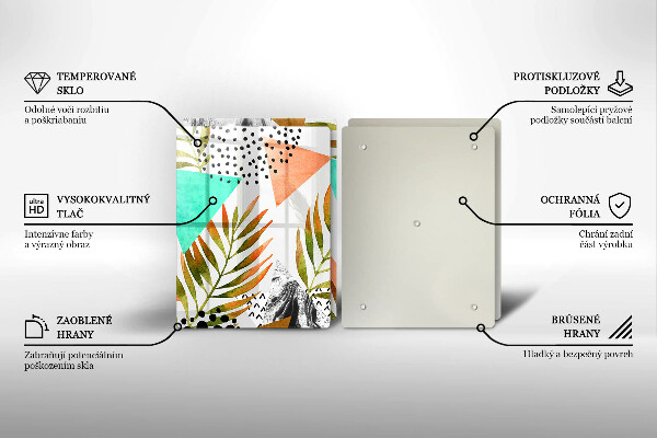 Főzőlap védő üveglap Boho levelek minta