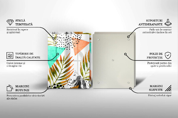 Főzőlap védő üveglap Boho levelek minta