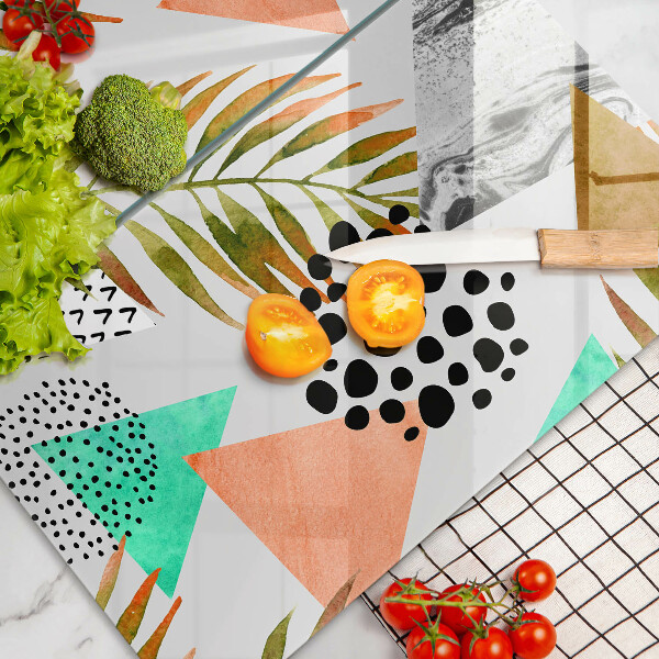 Főzőlap védő üveglap Boho levelek minta