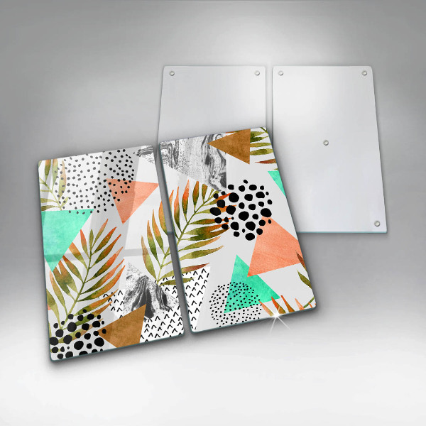 Főzőlap védő üveglap Boho levelek minta