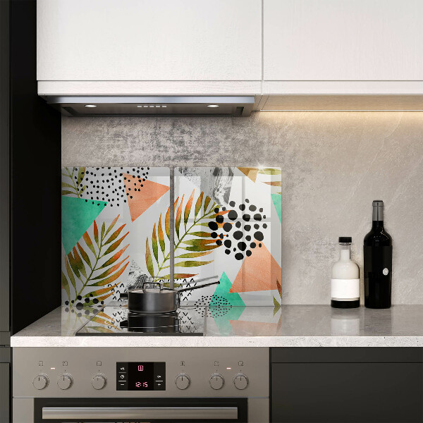 Főzőlap védő üveglap Boho levelek minta