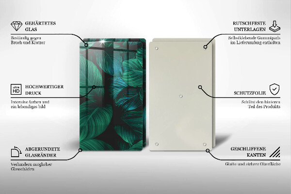 Főzőlap védő üveglap Dzsungel levelei