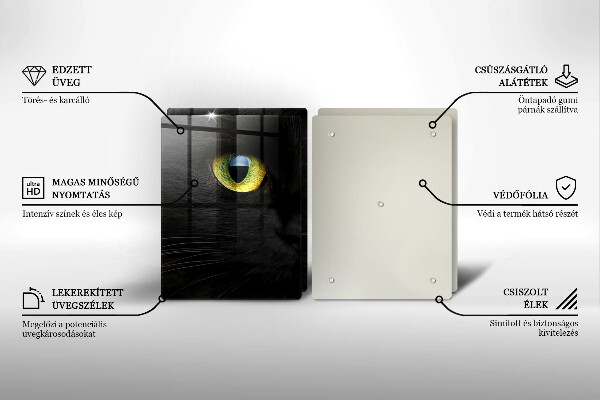 Főzőlap védő üveglap Állati macska szeme