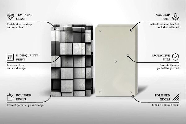 Főzőlap védő üveglap Absztrakt 3D négyzetek