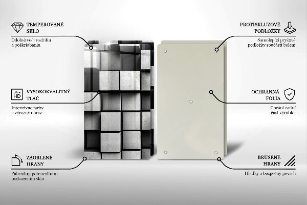 Főzőlap védő üveglap Absztrakt 3D négyzetek