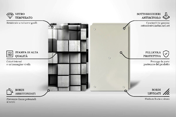 Főzőlap védő üveglap Absztrakt 3D négyzetek