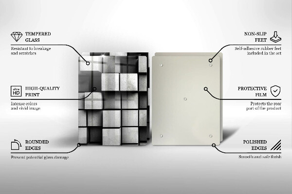 Főzőlap védő üveglap Absztrakt 3D négyzetek