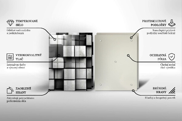 Főzőlap védő üveglap Absztrakt 3D négyzetek