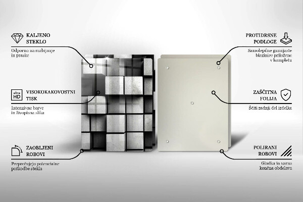 Főzőlap védő üveglap Absztrakt 3D négyzetek
