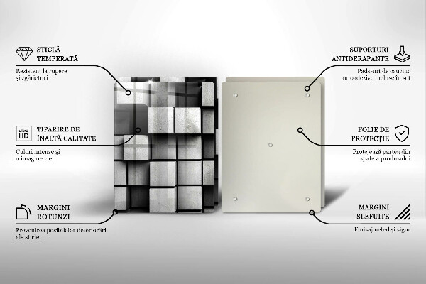 Főzőlap védő üveglap Absztrakt 3D négyzetek