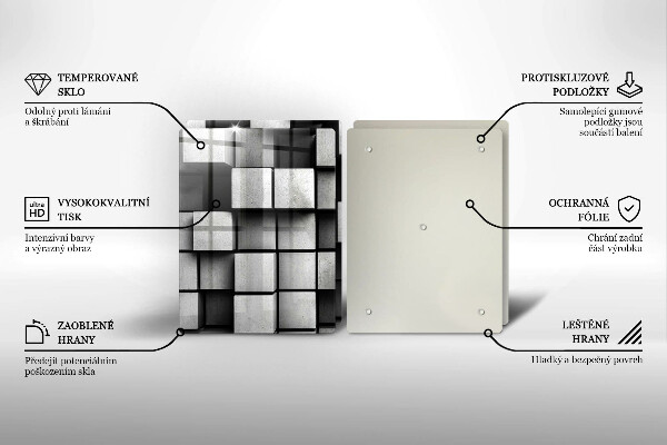 Főzőlap védő üveglap Absztrakt 3D négyzetek