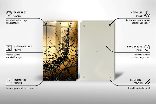 Főzőlap védő üveglap Harmat és pitypang