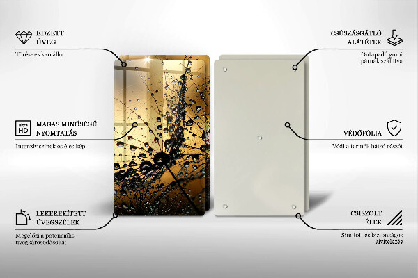 Főzőlap védő üveglap Harmat és pitypang