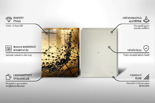 Főzőlap védő üveglap Harmat és pitypang