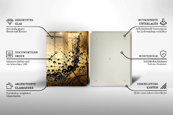 Főzőlap védő üveglap Harmat és pitypang