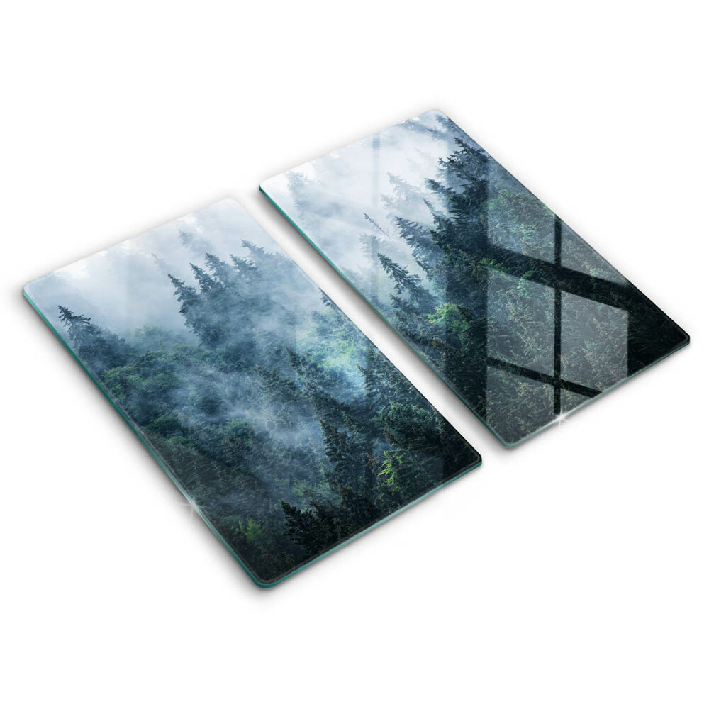 Főzőlap védő üveglap Erdei fák és köd