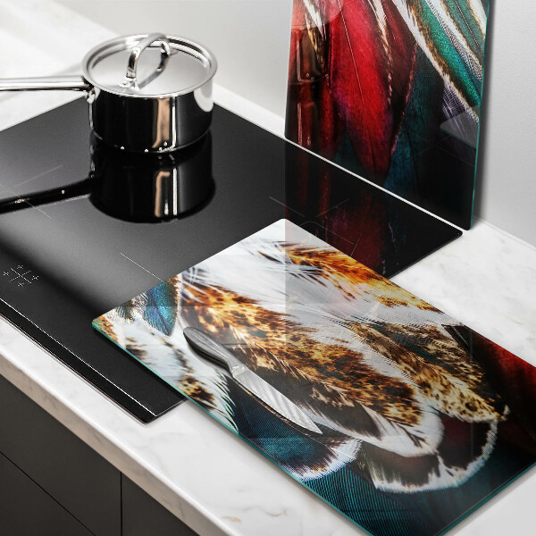 Főzőlap védő üveglap Boho madártollak