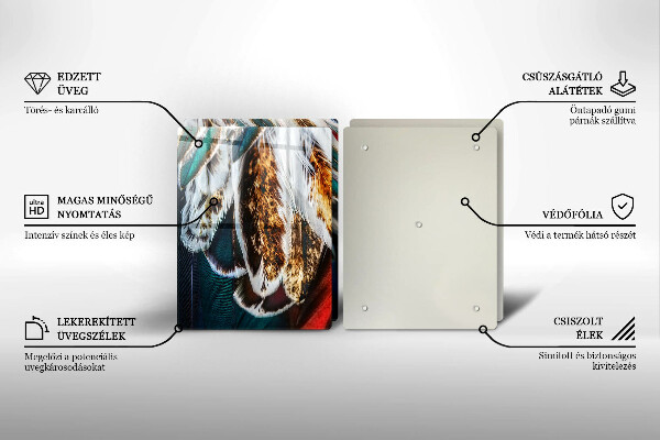 Főzőlap védő üveglap Boho madártollak