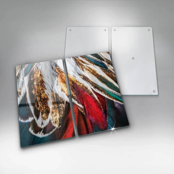 Főzőlap védő üveglap Boho madártollak