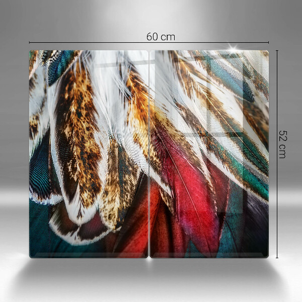 Főzőlap védő üveglap Boho madártollak