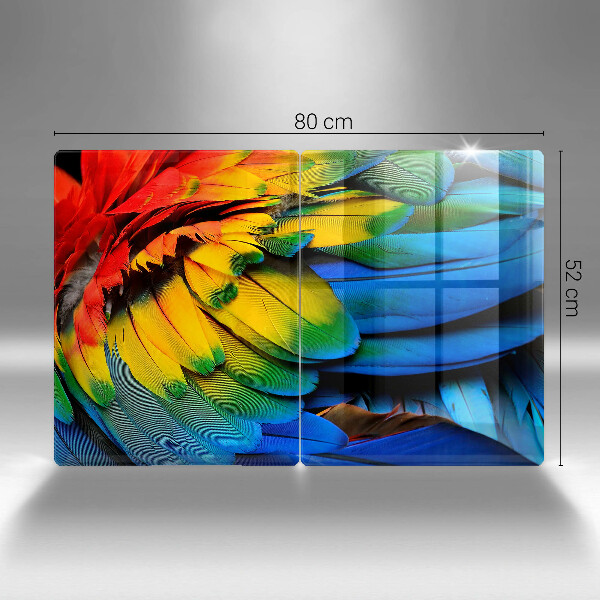 Főzőlap védő üveglap Színes papagáj toll