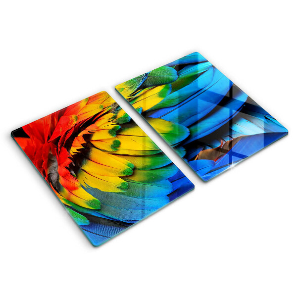 Főzőlap védő üveglap Színes papagáj toll