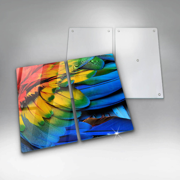 Főzőlap védő üveglap Színes papagáj toll