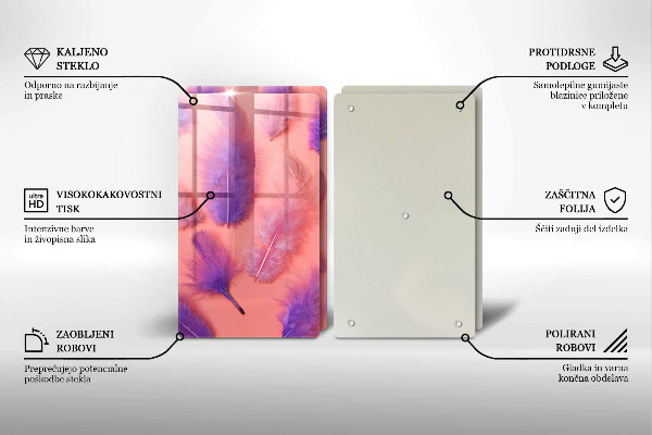 Főzőlap védő üveglap Bolyhos tollak