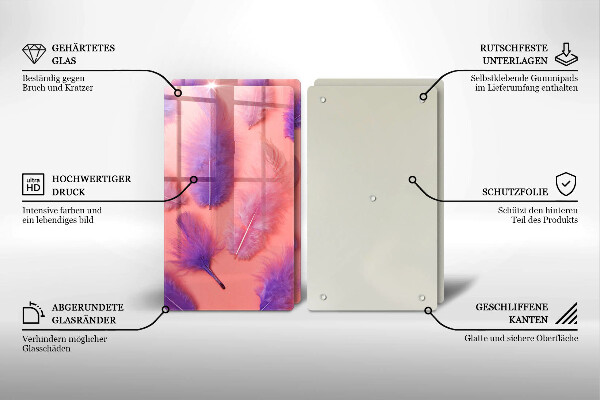 Főzőlap védő üveglap Bolyhos tollak