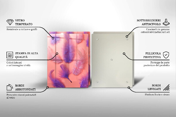 Főzőlap védő üveglap Bolyhos tollak